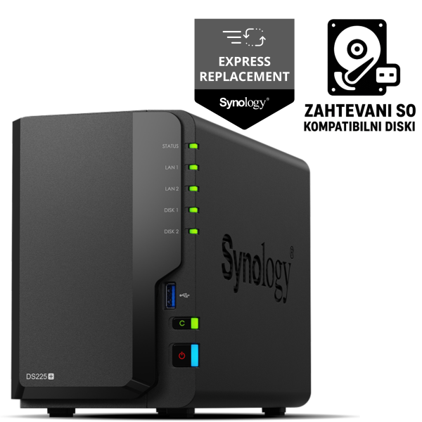 DS-225+ Synology strežnik NAS za mala in sr. podjetja